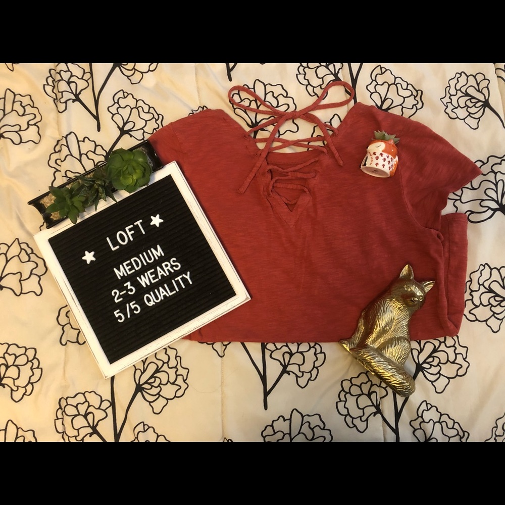 [ LOFT ] Lace Up Back Tee